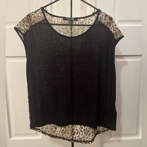 Forever 21 Black and Leopard Print Blouse